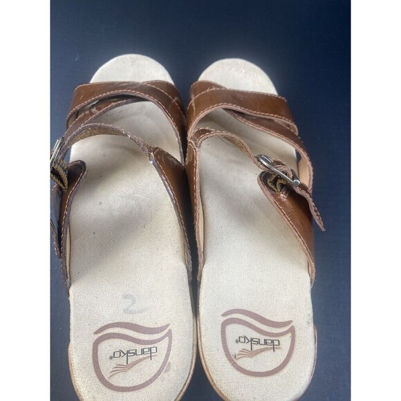 Dansko Bronze Patent Leather Criss Cross Strappy‎ Slides Sandals Clogs  Size 41 - Picture 9 of 16